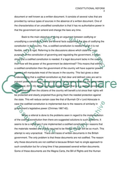 Codification of the British Constitution