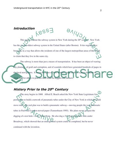 Underground transportation in NYC in the 20th century