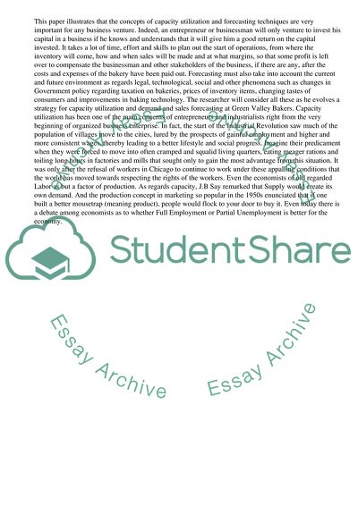 Capacity and Forecasting at Green Valley Bakers