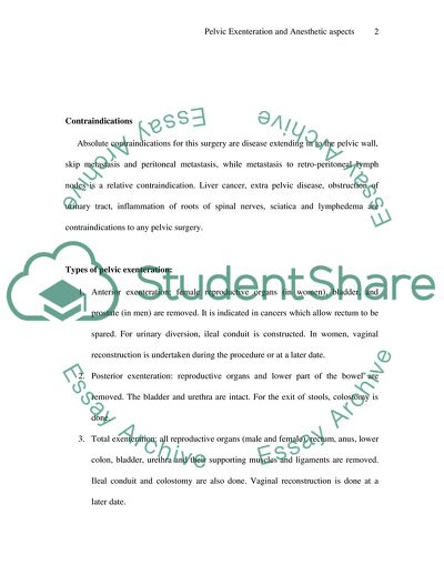 Pelvic Exentoration: The Anesthetic Aspects