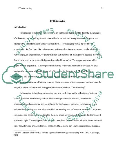 Information Technology Outsourcing in Business Management