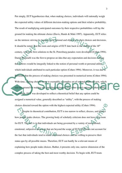 Is Expected Utility a good theory for explaining how people make choices