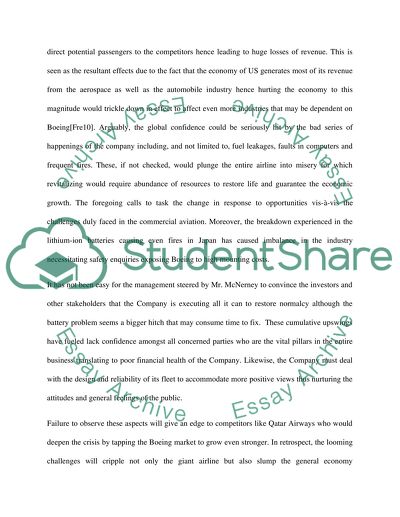 Crisis Looms the Dream Liner Company