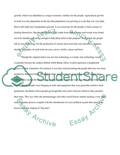 Discuss the contributions of iron technology to the process of state formation in Bantu Africa