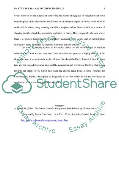 Dantes Portrayal of Church Rituals in Purgatorio