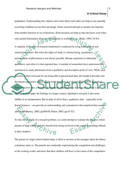 Research Designs and Methods