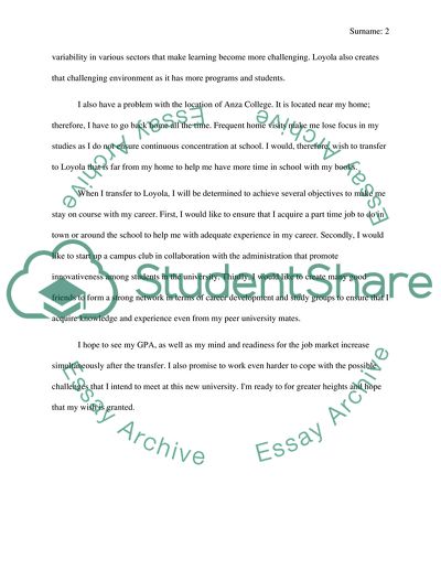 transfer essay from a community college