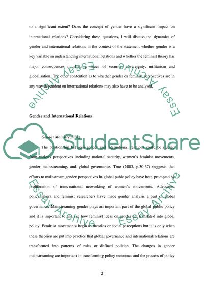 Gender as a Key Variable in International Relations