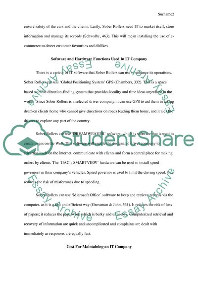 Sober Roller a Designated Driving Service Company IT Plan