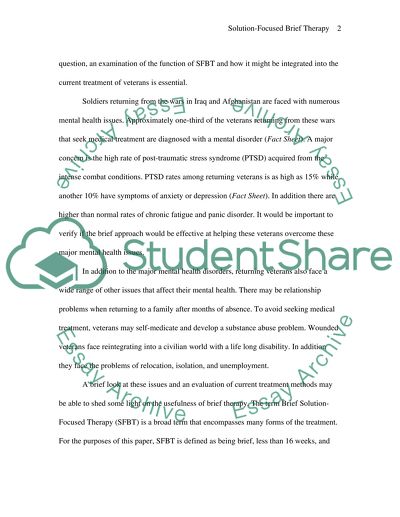 Solution-Focused Brief Therapy for Veterans