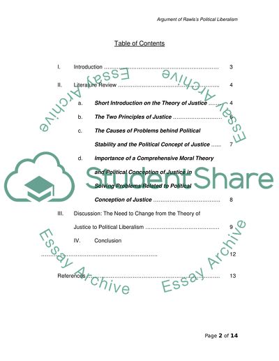 Argument of Rawlss Political Liberalism
