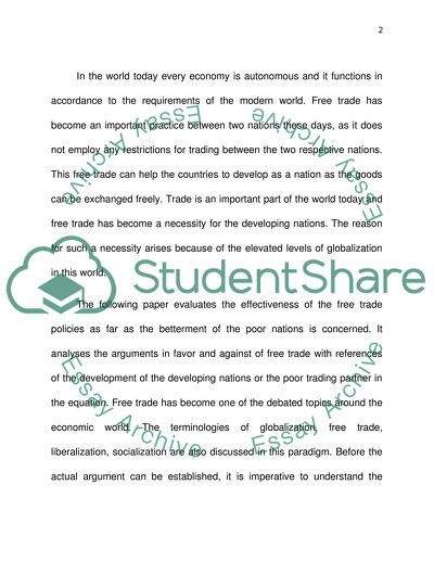 The Effectiveness of the Free Trade Policies