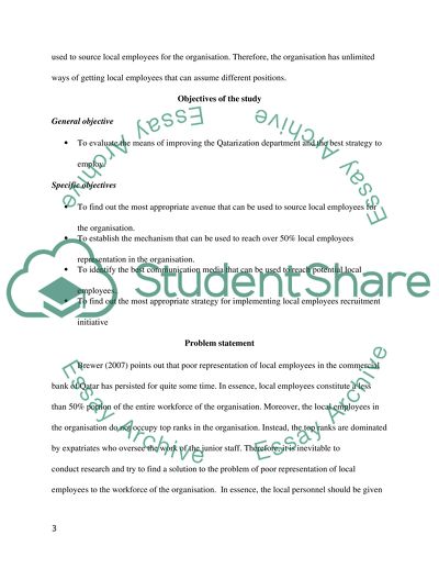 Improving the Qatarization in Commercial Bank of Qatar