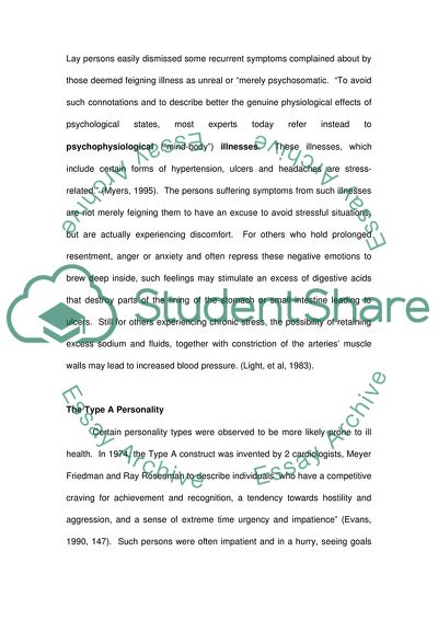 Understanding Personalitys Effects on Health & Illness