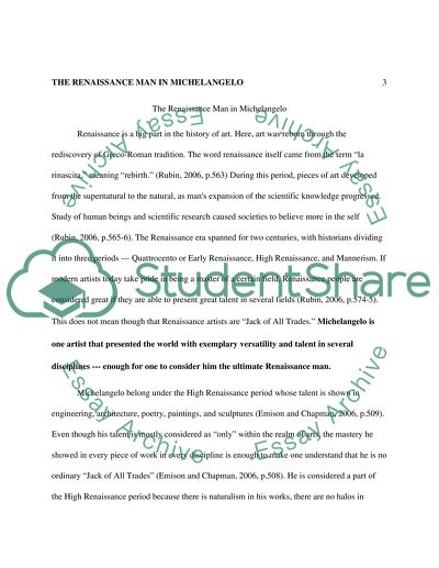 The Renaissance Man in Michelangelo