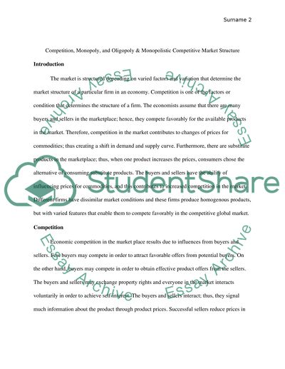 Competition, Monopoly, and Oligopoly & Monopolistic Competitive Market Structure