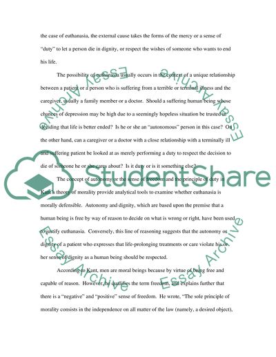 Euthanasia and Kants Morality