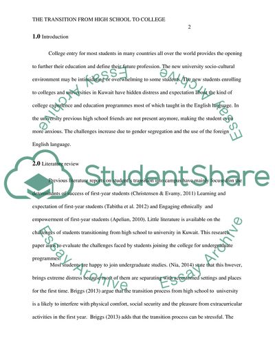 The Transition from High School to College in Kuwait