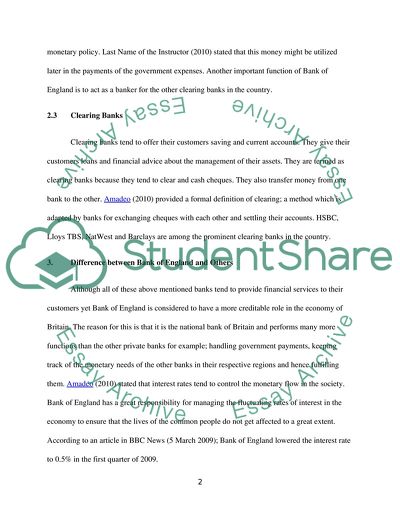 Role of the Bank of England