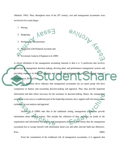 The Role of the Management Accountant