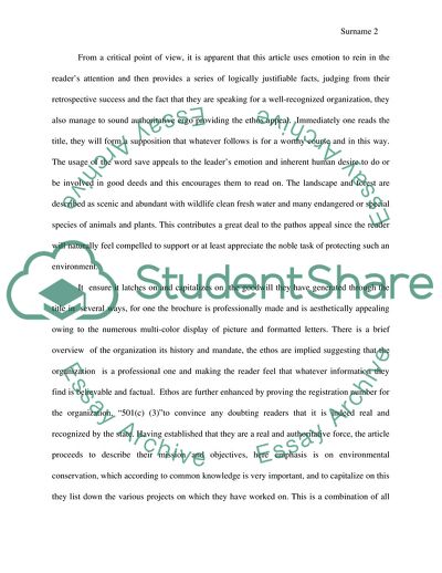 Rhetorical Analysis of Save the Scenic Santa Rita