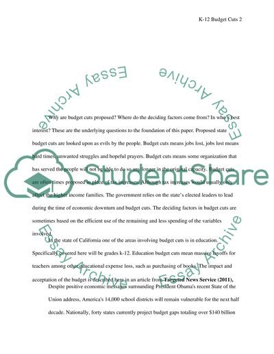 K-12 Budget Cuts in California