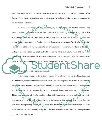 Wheelchair Experience Assignment