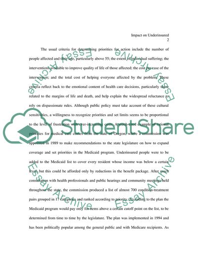 Impact of Uninsured Population: Part 1 Outline