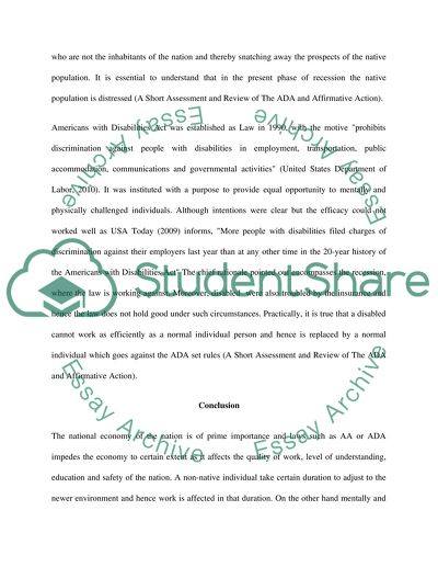 Prepare a two-page critique of ADA and Affirmative Action