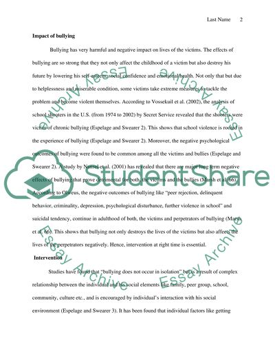 Bullying in American Schools