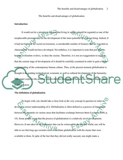 The Benefits and Disadvantages of Globalisation