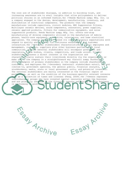 The Core Aim of Stakeholder