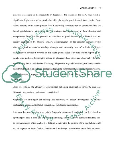 Assessment of Anterior Knee Pain due to Maltracking of Patella