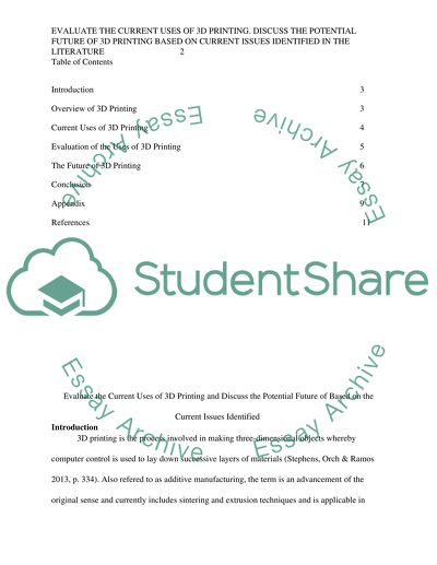 The Current Uses of 3D Printing
