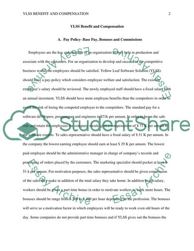 Benefits & Compensations Task 2