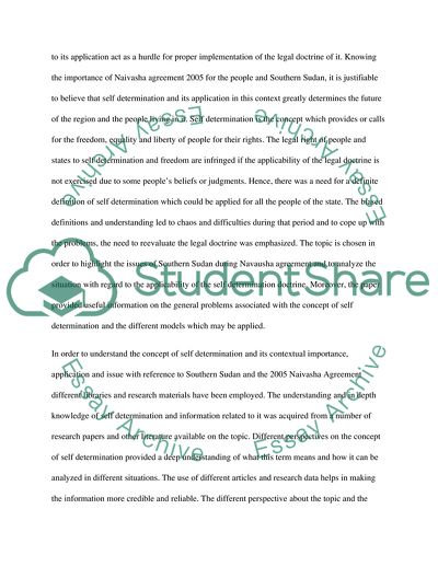 Self Determination and Southern Sudan