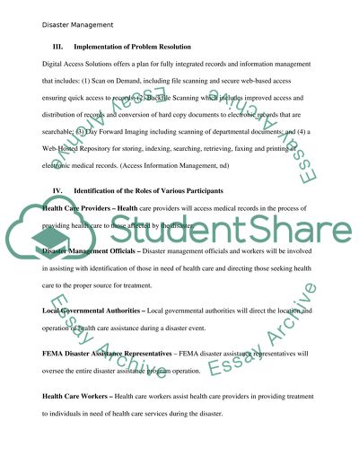 Proposed Project/Plan for Disaster Management
