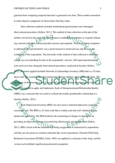 Critique of test and tools used in the attached article