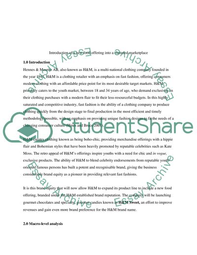 Introduction of a New Food Offering into a Cluttered Marketplace