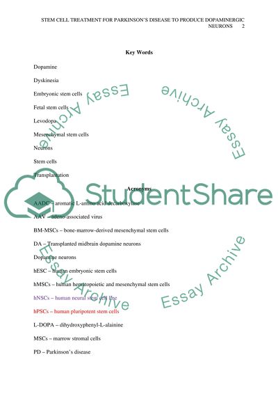 Stem Cell Treatment for Parkinsons Disease to Produce Dopaminergic Neurons