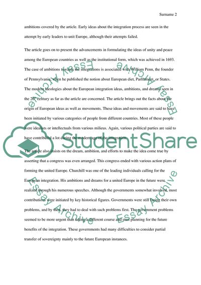 European integration before the European community (e.c): early ideas, tentatively, dreams and ambitions