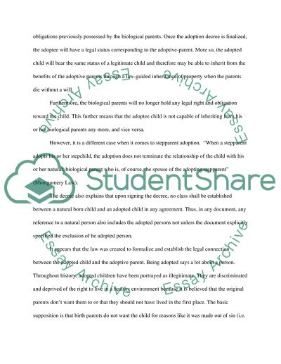 An Analysis of the Legal Effect of Decree of Adoption in North Carolina