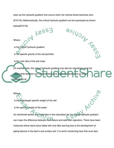The Risks Associated with the Flow of Water Below Dams and Critical Hydraulic Gradient