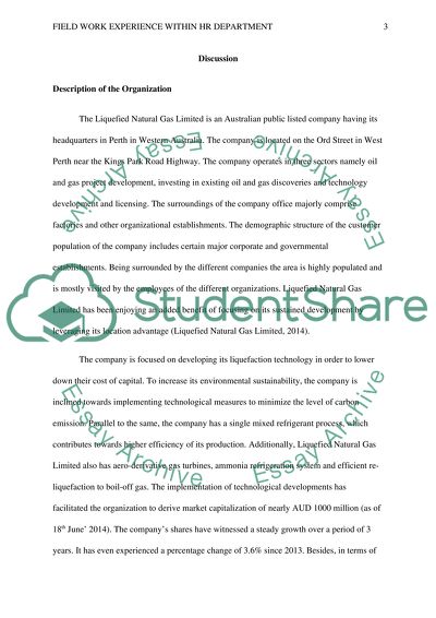 Field Work Experience Within HR Department