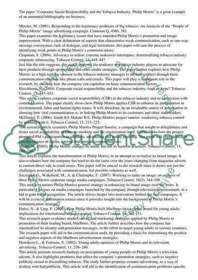 Corporate Social Responsibility and the Tobacco Industry: Philip Morris