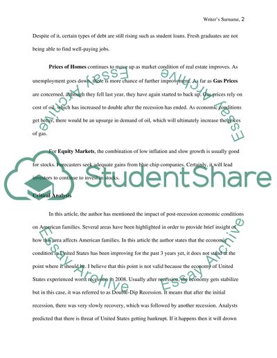 Economic Outlook for American Families by Michael Sivy