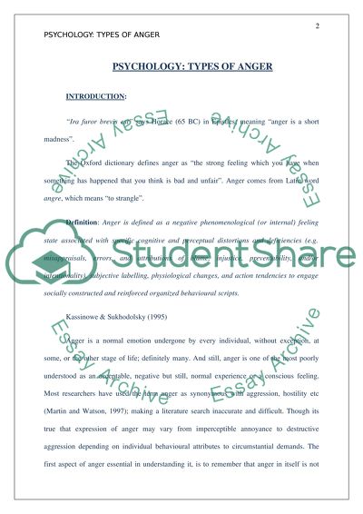 Psychology, types of Anger