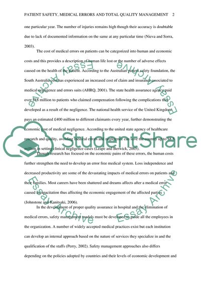 Patient Safety and Medical Errors