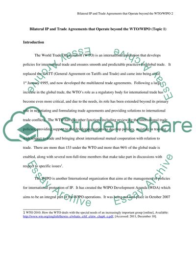 Bilateral IP and Trade Agreements that Operate beyond the WTO and WIPO