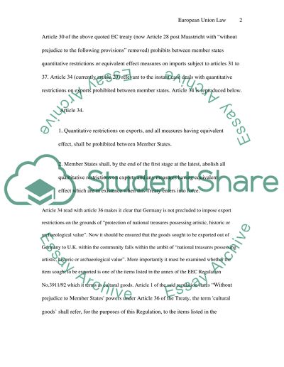 European Export Law: The Case of Cultural Goods